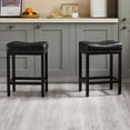 thumbnail image 6 of CONCETTA Set of 2 Black 24" Bar Stools with Metal Base, Footrest & Upholstered Seats, 6 of 7