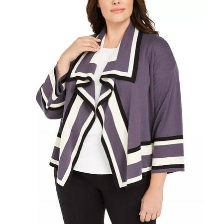 Anne Klein Women's Plus Size Colorblocked Cardigan Sweater Black Size 2X-3X