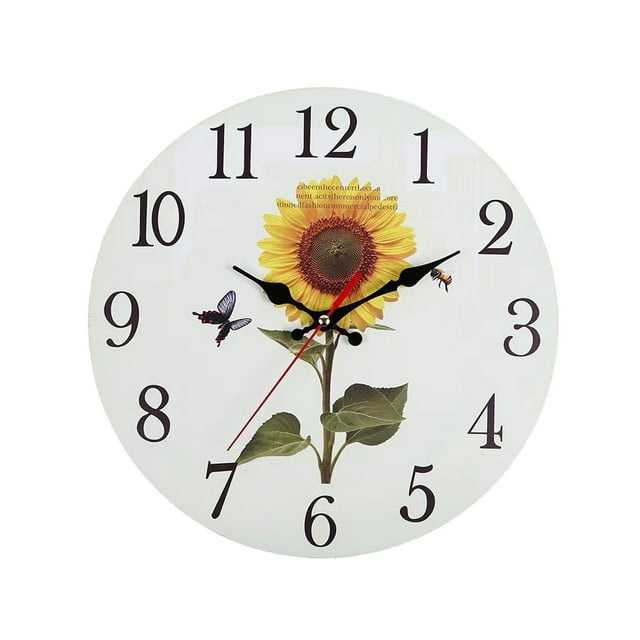 Horloge Murale Tournesol pour Salon Chambre Décorative Ronde Analogique
