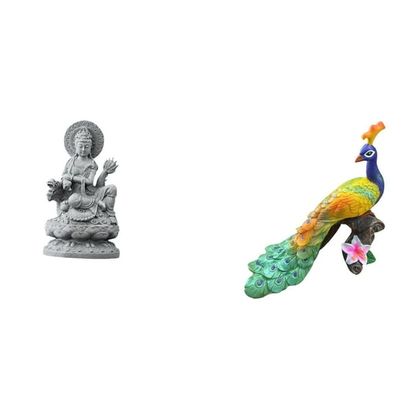 Estatua De Pavo Real Guan Yin, Estatuilla, Artesanía Feng Shui, Escultura De Buda Femenina, Decoración China Para Centros De Mesa De Pasillo Interior, Adorno Decorativo Para Jardín, Patio De
