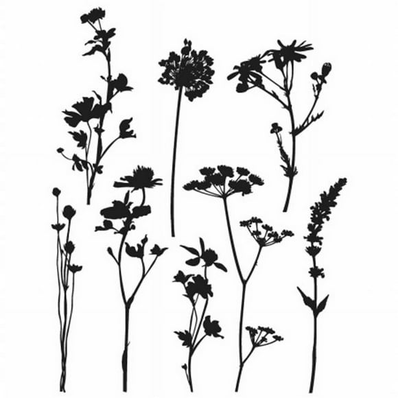 CMS-253 Tim Holtz Timbres Adhésifs - 7 x 8.5 Po, Fleurs Sauvages
