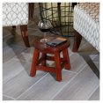 thumbnail image 4 of Carved Wooden Step Stool - Floral Cherry Finish - Versatile Ottoman, Footrest, & Decorative Seat Cherry + Rubber Wood, 4 of 6