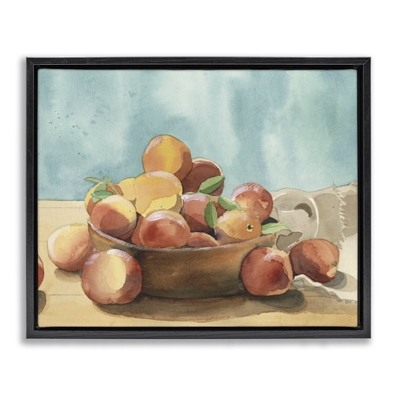 Stupell Industries Rustic Lodge Kitchen Peaches Still Life Black Floating Frame Canvas Art, 21 x 17, by Alicia Longley