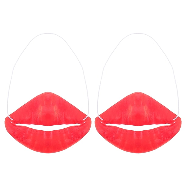 2 piezas de decoración de Halloween: Bocas de salchicha con forma de cara, divertidas caricaturas con labios rojos. Adornos y juguetes para fiestas de baile y festivales de Halloween.
