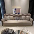 thumbnail image 1 of Luxury High End Genuine Leather Sectional Sofa Set with Coffee Table Chair for Living Room Furniture My Lux Decor Round, 1 of 10