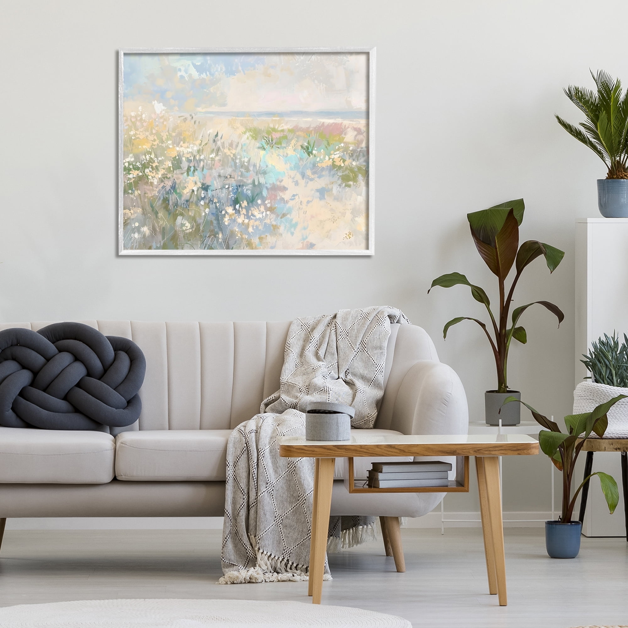 Stupell Industries Mottled Pastel Field Impression White Framed Giclee Art, design by Creative Studio