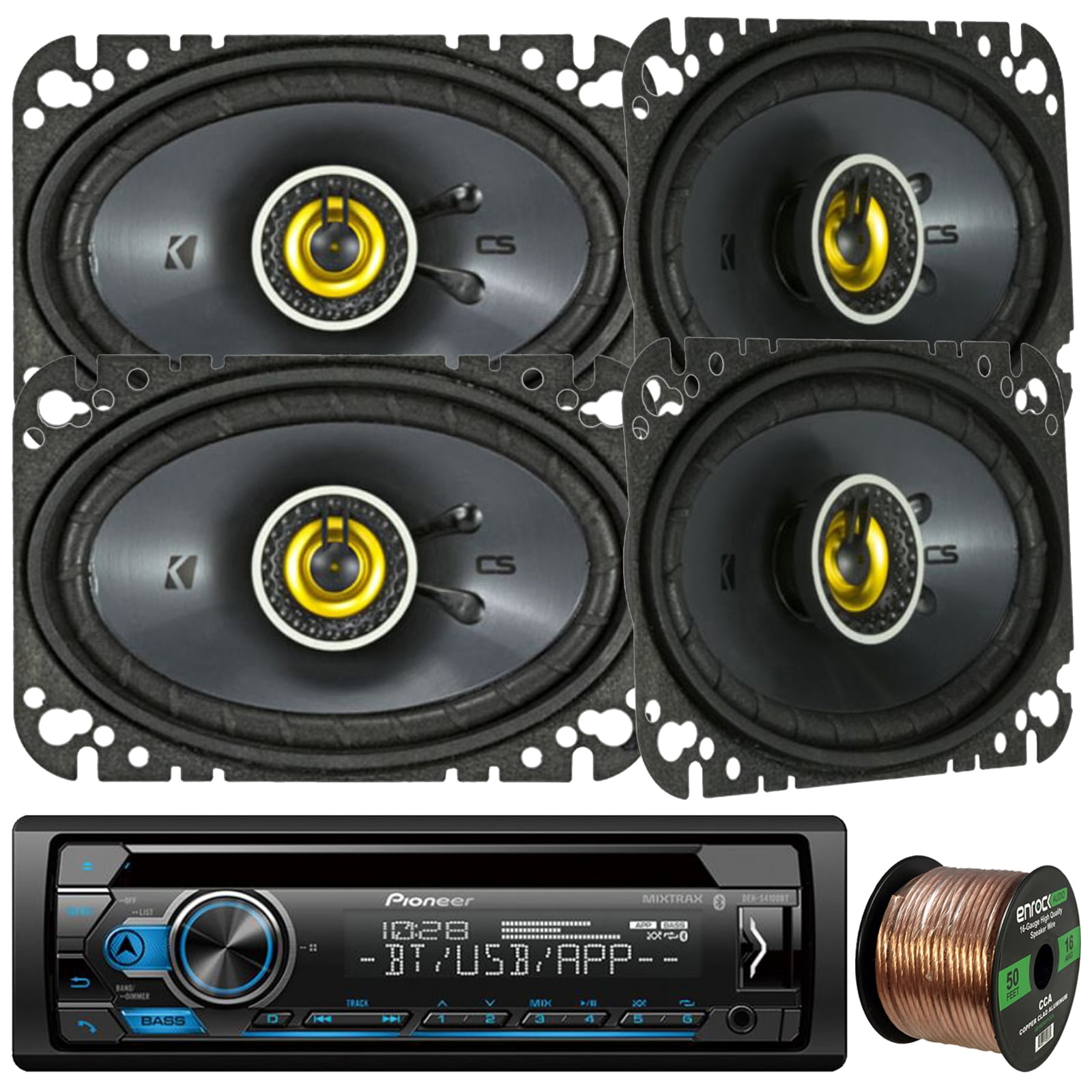 Pioneer DEHS4100BT InDash SingleDIN CD Player Bluetooth Receiver, 4