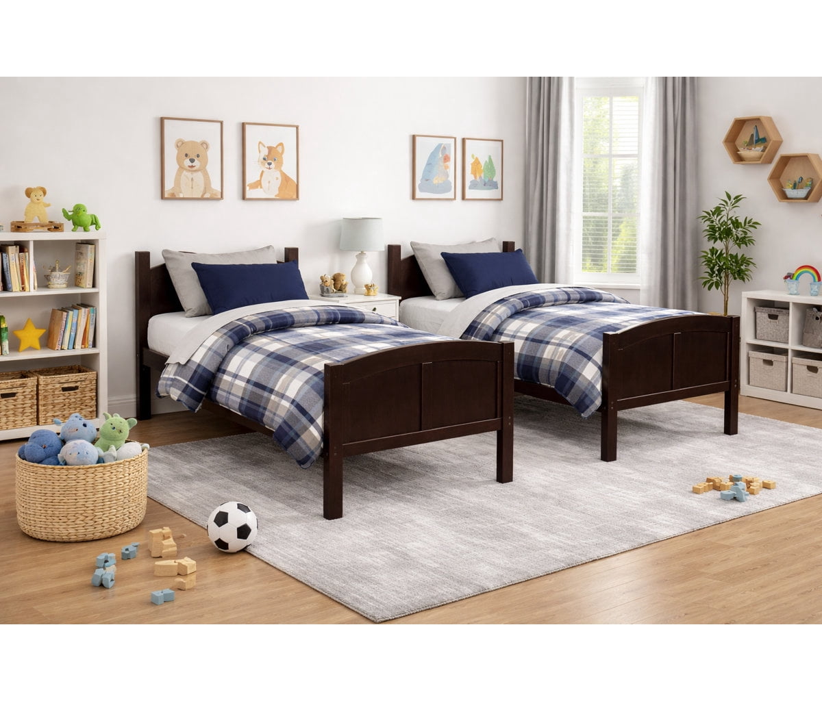CR Wooden Kids Twin Over Twin Bunk Bed Espresso