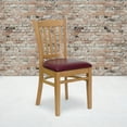 thumbnail image 2 of Flash Furniture 2 Pk. HERCULES Series Vertical Slat Back Natural Wood Restaurant Chair - Burgundy Vinyl Seat, 2 of 8