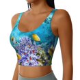 thumbnail image 2 of Pofeuu Corals and Tropical Fish Print Sports Bra for Women Sexy Vest Yoga Running Gym Fitness Crop Bras Tops-, 2 of 8