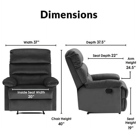 Click Decor - Recliner - Dark Gray