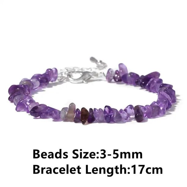 Pulsera de cuentas de piedra de cuarzo para hombres y mujeres, brazalete de amatista Natural, energía púrpura, piedra curativa, joyería elástica para terapia de salud