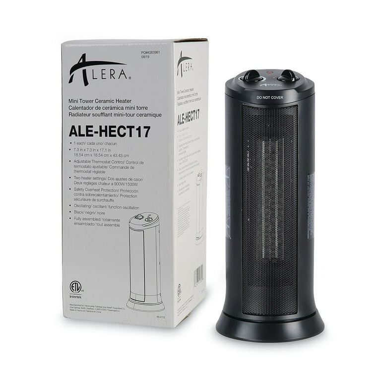 Mini Tower Ceramic Heater, 1,500 W, 7.37 x 7.37 x 17.37, Black Mini Tower Ceramic Heater, 1,500 W, 7.37 x 7.37 x 17.37, Black