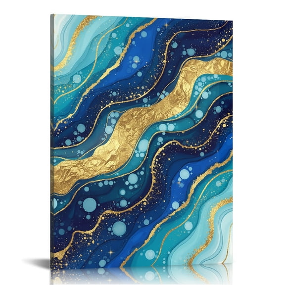 Abstract Navy Blue Turquoise Marble Wall Decor For Bedroom Fashion Kitchen Wall Pictures, Canvas Print, Canvas Wall Art