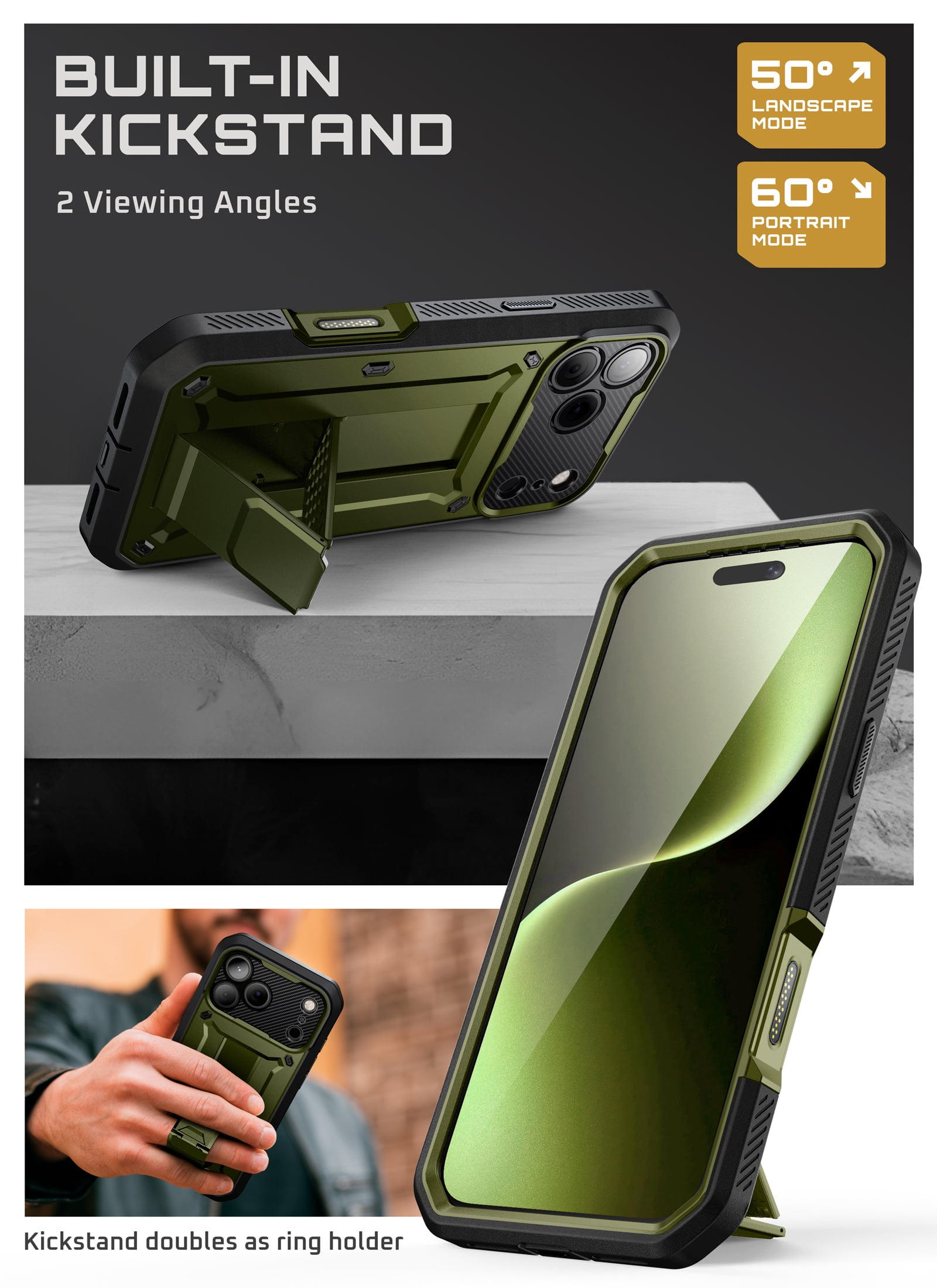 SUPCASE Unicorn Beetle Pro for Apple iPhone 17 Pro 6.3" 2025 Case, [Built-in Screen Protector & Stand & Camera Control Button & Belt-Clip] Military-Grade Protection 360° Shockproof Cover Shell, Guldan