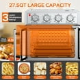 thumbnail image 3 of 27.5 Quart 6 Slices Large Air Fryer Convection Toaster Oven, French Door, 1700W, Multifunction Oven for Air Fryer, Toast, Grill, Defrost, Bake, Time and Temperature Controls, Silver, 3 of 6