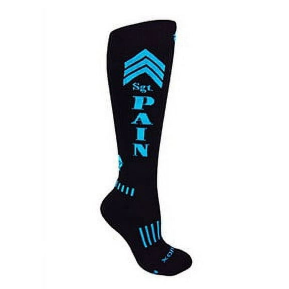 MOXY Socks Sergeant Pain Black with Cyan Knee-High Deadlift Socks