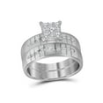 thumbnail image 2 of 14kt White Gold His Hers Round Diamond Cluster Matching Wedding Set 5/8 Cttw, 2 of 3
