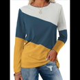thumbnail image 1 of Women'S Color Block Tops Casual Long Sleeve Tunic Round Neck Pullover Shirts Gray Yellow XL, 1 of 6