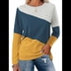thumbnail image 1 of Blusas de Bloque de Color para Mujer, Estilo Túnica Informal de Larga con Cuello Redondo, Tipo Jersey. Amarillo Gris S, 1 of 8