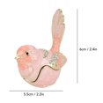 thumbnail image 4 of Hinged Bird Jewelry Trinket Box with Crystals Pink Metal Enamel Decorative Figurine Storage Holder Case for Rings Necklaces Pink 7 x 6 in / 17.8 x 15.2 cm, 4 of 5