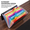 thumbnail image 3 of Olakula Expandable File Folder,Plastic File Folder with 13 Color Pockets,Letter/A4 Paper Size,Black, 3 of 7
