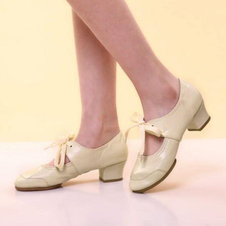 

〖JISUAN〗Women S Middle Heels Women Ladies Dancing Prom Ballroom Latin Ballet Dance Singles Shoes