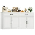 thumbnail image 2 of Hiphuta 63"Extended Wide Large Buffet Cabinet with 2 Drawers, Modern Coffee Bar Sideboard with Dusty-proof Base for Living Room and Entryway, White, 2 of 7
