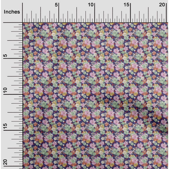 oneOone Polyester Spandex Dark Purple Fabric Florals Quilting Supplies Print Sewing Fabric By The Yard 56 Inch Wide-SQC