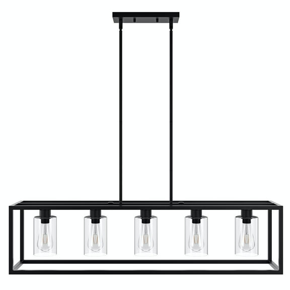 Aiwen Modern 5 Lights Rectangle Chandelier Linear Simple Pendant Light