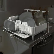 simplehuman Kitchen Dish Drying Rack, Fingerprint-Proof Stainless Steel Frame, Grey Plastic
