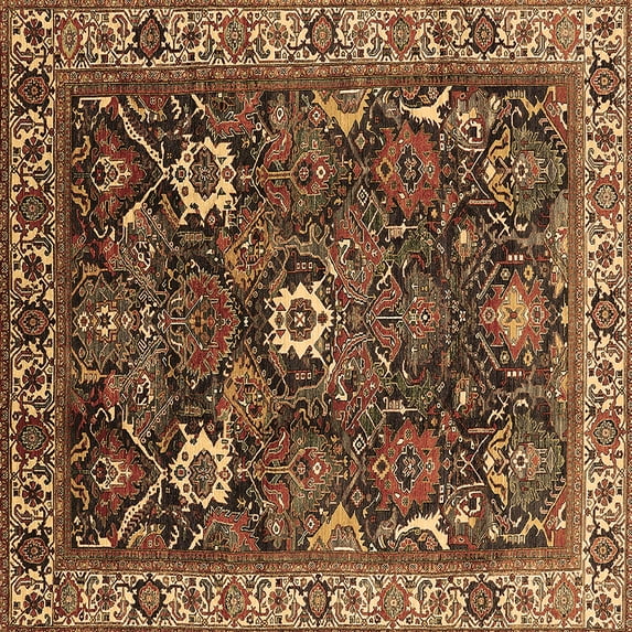 Ahgly Company Indoor Square Oriental Brown Traditional Area Rugs, 4' Square