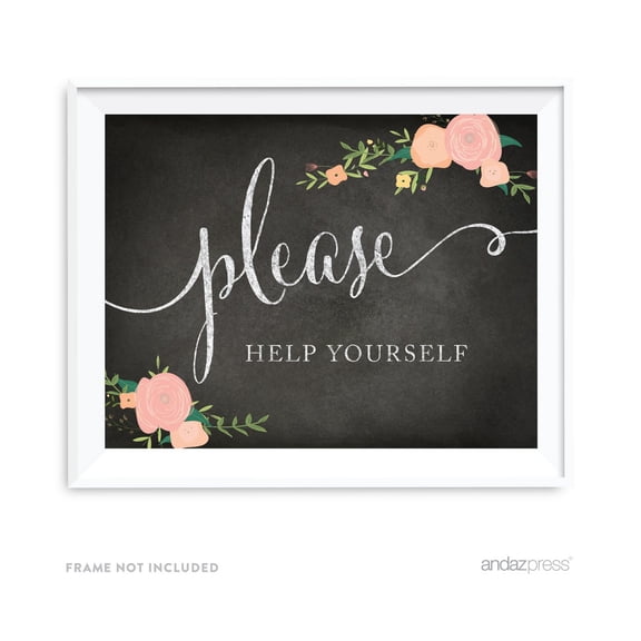 Please Help Yourself Chalkboard & Floral Roses Wedding Party Signs