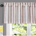 thumbnail image 2 of DriftAway Farmhouse Linen Blend Blackout Valance for Kitchen 14 Inch Length Vertical Striped Printed Lined Rod Pocket Room Darkening Linen Curtain Valance for Living Room 52x14 Inch Red, 2 of 8
