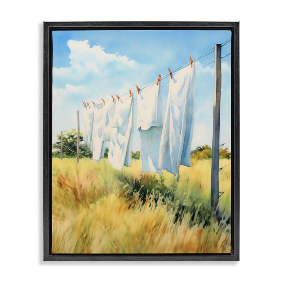 Stupell Industries Rustic Lodge Clothing Line in Windy Meadow Black Floating Frame Canvas Art, 17 x 21, by Creative Studio