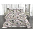 thumbnail image 2 of Ambesonne Tropical Vibes Quilted Coverlet 3 Pcs, Simple Anemones Art, King Size, Lilac Dark Eggshell Ivory, 2 of 4