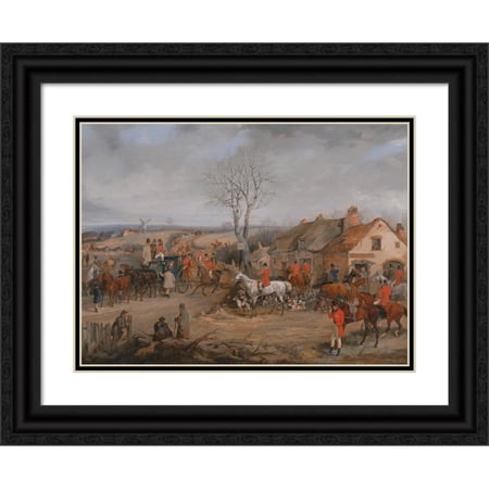 Henry Thomas Alken 18x14 Black Ornate Wood Framed Double Matted Museum Art Print Titled - Hunting Scene: the Meet (ca. 1840)