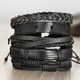 thumbnail image 5 of Pulsera de cuero de 5 piezas, pulsera de moda retro, pulsera ajustable para hombre (negro), 5 of 7