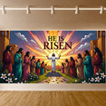 thumbnail image 5 of Religious Easter Themed Backdrop Banner with He is Risen Text Flying Doves and Cross Background for Church Celebrations Easter Parties Religious Gatherings Worship Events Decorations, 5 of 8