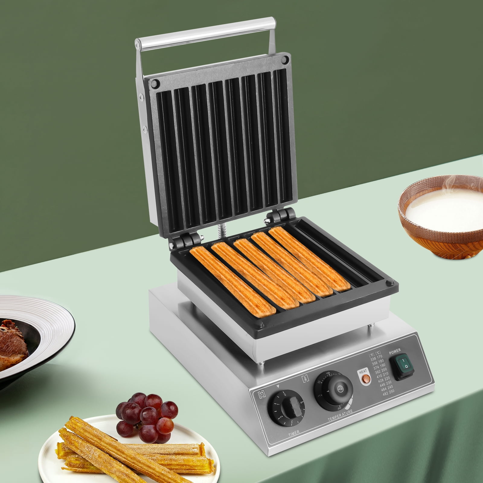 8 Pcs Commercial Waffle Maker Teflon Waffle Stick Maker 1500w Stainless Steel for Fast Food Restaurants