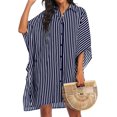 thumbnail image 3 of Ekouaer Women's Swimsuit Cover Up 3/4 Sleeve Beachwear Bikini Coverups Button Down Oversized Cover Up Shirt S-3XL, 3 of 5