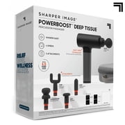 Sharper Image® Powerboost® Deep Tissue Percussion Massager 3.0, 5 Attachments, 6 Speed Settings, Black