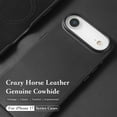 thumbnail image 5 of Genuine Leather Case for iPhone 17 Air (6.5 inch), Vintage Pull-up Leather Case with Soft Fiber Lining, Lip Screen Protection, Fit for MagSafe Black, 5 of 6