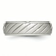 thumbnail image 3 of Stainless Steel Brushed and Polished Grooved Ring Size 10, 3 of 6