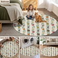 thumbnail image 5 of Round Rugs 4Ft, Christmas Round Area Rug Washable Indoor Throw Carpet, Green Botanical Xmas Balls Star Rustic Soft Non Slip Circle Rug for Kitchen Nursery Room Home Decor Aesthetic, 5 of 8
