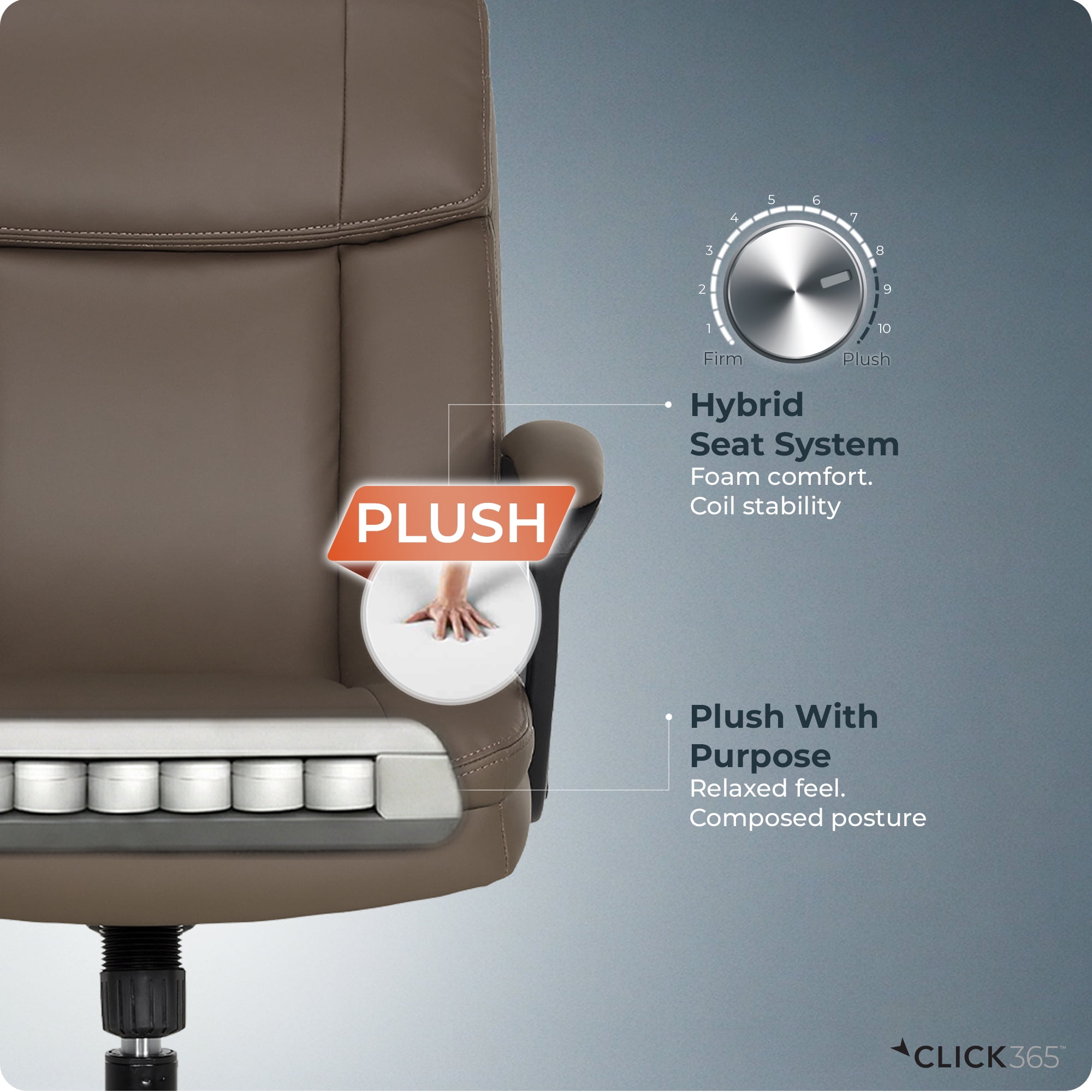 Click365 Click365 Adult Polyurathane Mid Back Indoor Commercial Ergonomic Office Chairs Hardware Kit, Brown