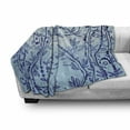 thumbnail image 3 of Floral Soft Flannel Fleece Blanket, Swirly Leafy Branches Curved Petal Growth Ivy Plant Gardening Foliage, Cozy Plush for Indoor and Outdoor Use, 50" x 70", Pale Sky Blue and Indigo, by Ambesonne, 3 of 6