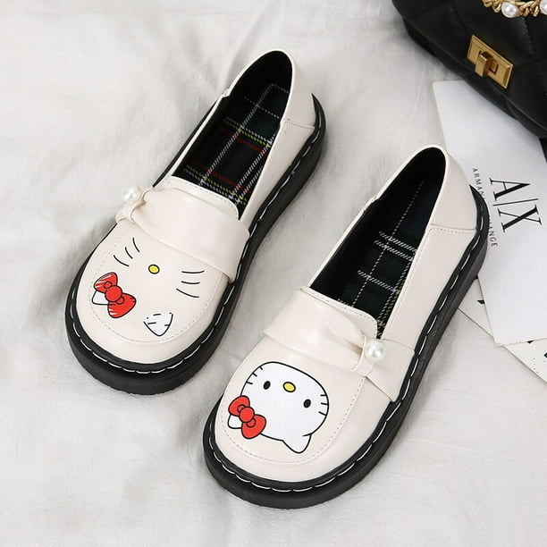 Zapatos de cuero de dibujos animados Kawaii Cinnamoroll Kuromi My Melody Sanrio, informales, con punta redonda, para primavera y otoño, novedad de 2022