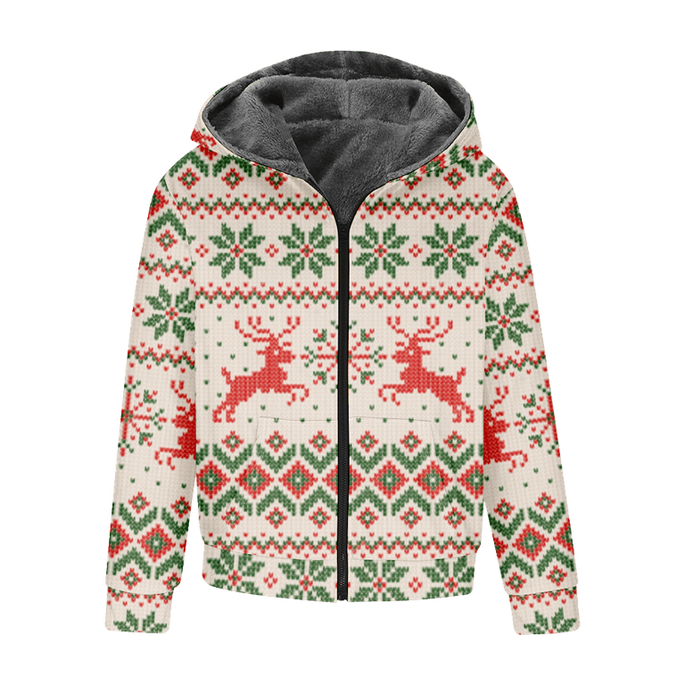 Mens Fleece Jacket-Christmas Snowflake Graphics Full Zip Hoodie Jacket for  Men,Winter Warm Cozy Fleece Hoodie Jacket,Red(L,DBHX)