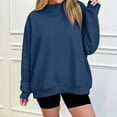 thumbnail image 2 of VEKDONE Womens Mock Neck Sweatshirt Long Sleeve Loose Fit Pullover Top | Casual Mock Neck Sweatshirt Oversized Pullover Drop Shoulder Lounge Travel Weekend Wear Navy L, 2 of 8